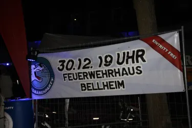 Ein Banner für eine Veranstaltung am 30.12. um 19 Uhr im Feuerwehrhaus Bellheim. Der Eintritt ist frei.