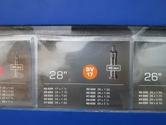 Schlauchangebot im Fahrradschlauchautomaten