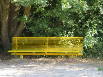 Bank im Schatten der Bäume