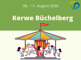 Ein fröhliches Karussell mit bunten Pferden. Die Veranstaltung "Kerwe Büchelberg" findet vom 08. bis 11. August 2026 statt.