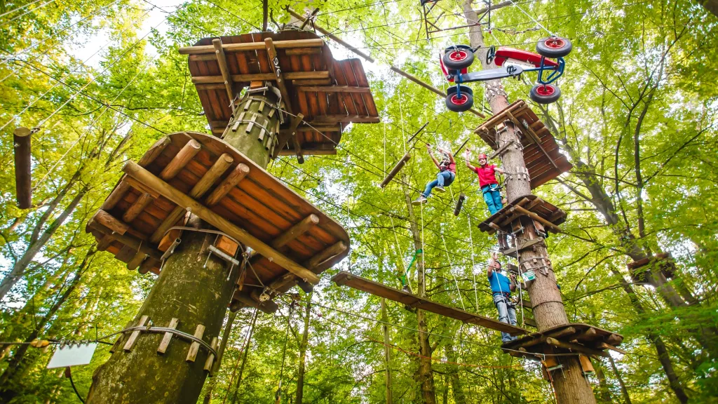 Spaß in den Baumwipfeln des Abenteuerparks