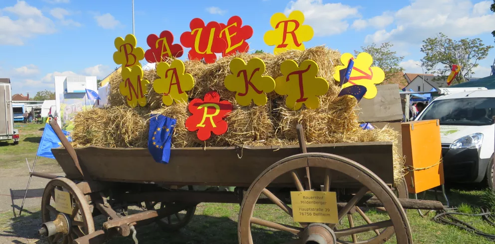 Leiterwagen auf dem Deutsch-Französischen Bauernmarkt