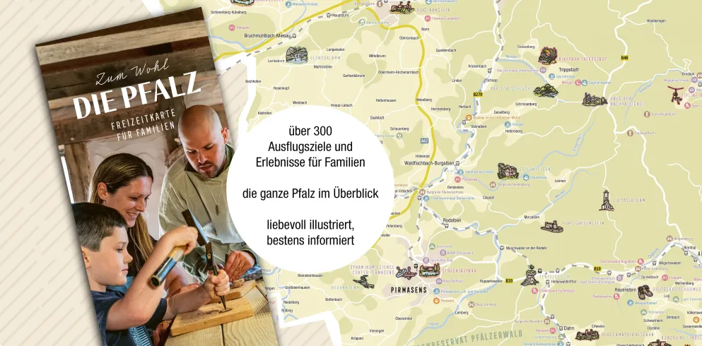 Ausschnitt aus der Freizeitkarte für Familien der Pfalz Touristik