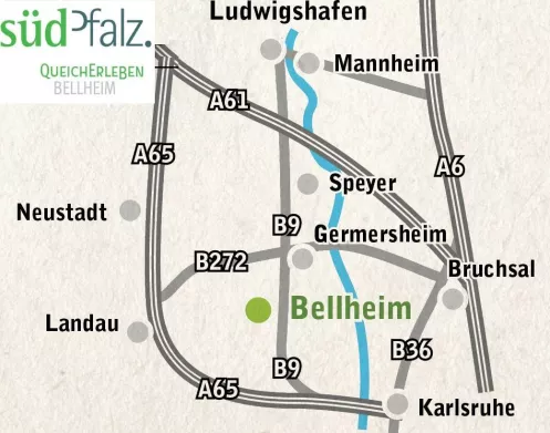 Anfahrtsskizze in die VG Bellheim