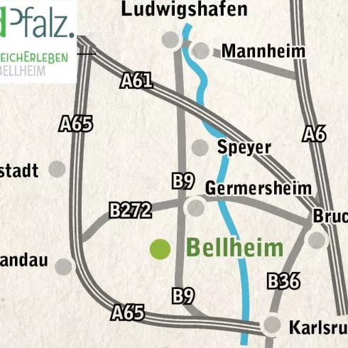 Anfahrtsskizze in die VG Bellheim